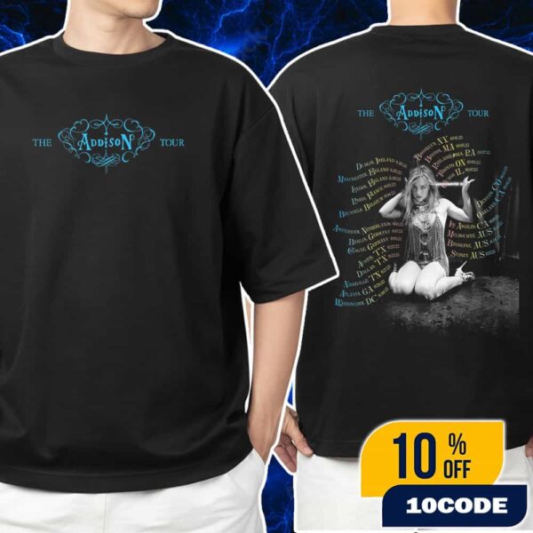 Addison Rae The Addison Tour 2025 With Tour Dates Backprint Unisex Two Sides T-Shirt