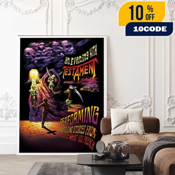 An Evening With Testament Performing And Telling Stories From Practice What You Preach Limited Design Artwork Poster Canvas Home Decor
