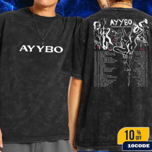 Ayybo 2025 Summer Fall Dates List Tour Fans Gift Wash T-Shirt Two Sides