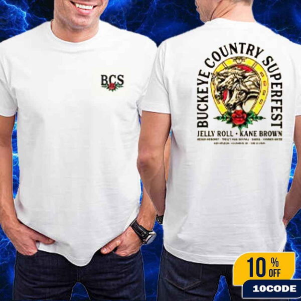 Buckeye Country Superfest 2025 Merch Tee BCS Horses And Roses With Jelly Roll And Kane Brown Classic Two SIdes Shirt