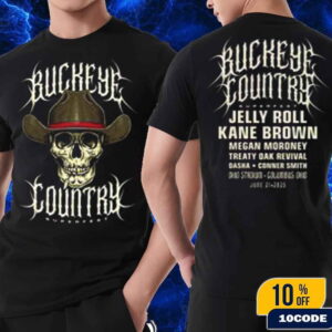 Buckeye Country Superfest 2025 Merch Tee Cowboy Skull With Jelly Roll And Kane Brown Classic Two SIdes Shirt