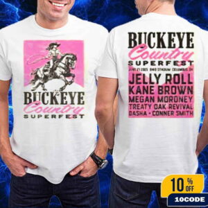 Buckeye Country Superfest 2025 Rodeo Girl Cowboy Full Lineup Merch Tee With Jelly Roll Unisex Two Sides T-Shirt