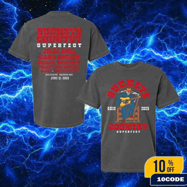 Buckeyes Country Superfest 2025 Columbus Ohio Merch Tee Skeleton Playing Guitar Lineup With Jelly Roll And Kane Brown Classic Two SIdes Shirt