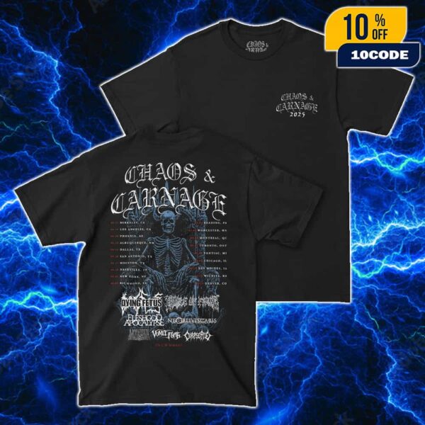 Chaos And Carnage 2025 Tour Merch Blue Skull King Tee With Tour Dates Backprint New Arrivals Unisex T-Shirt