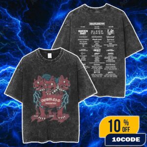 Download Festival June 13-15 2025 At Donington Park Leicestershire Cerberus With Line Up Backprint Washed T-Shirt