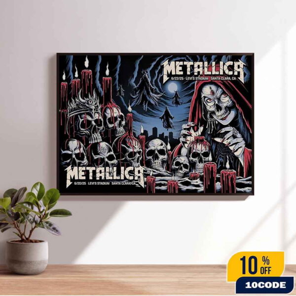 Full Shows Poster Artwork By Brandon Heart Metallica M72 Santa Clara 2025 North American Tour At Levi’s Stadium No Repeat Weekend On June 20-22 Home Decor Poster Horizontal