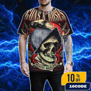 Guns N’ Roses Anniversary 30th Birthday Rock For People Festival Tour Poster June 15 2025 At Park 360 Hradec Kralove 3D T-Shirt