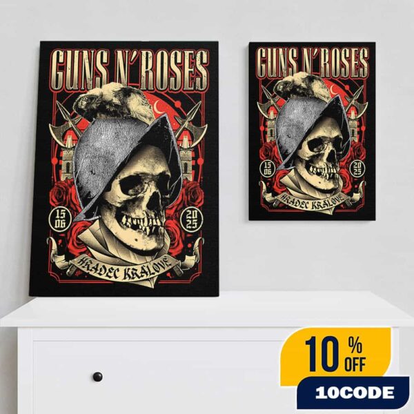 Guns N’ Roses Anniversary 30th Birthday Rock For People Festival Tour Poster June 15 2025 At Park 360 Hradec Kralove Poster Canvas