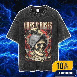 Guns N’ Roses Anniversary 30th Birthday Rock For People Festival Tour Poster June 15 2025 At Park 360 Hradec Kralove Washed T-Shirt