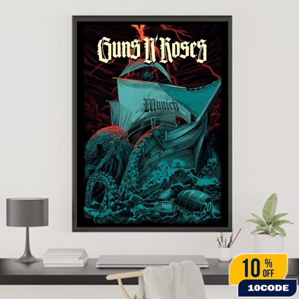 Guns N Roses Poster Show In Munich 2025 On June 20th At Allianz Arena Germany Home Decor Poster Canvas