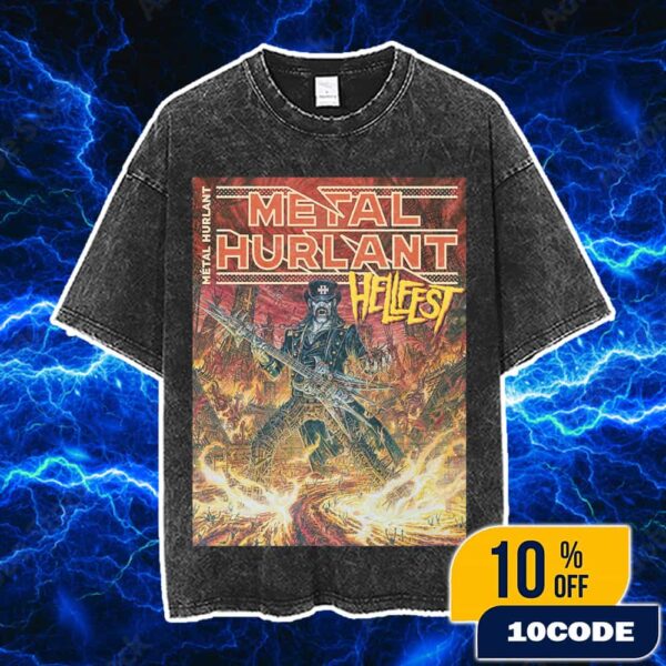 Hellfest 2025 Official Merch Hors-Serie Hellfest x Metal Hurlant Poster Limited Edition Vintage Washed Unisex T-Shirt