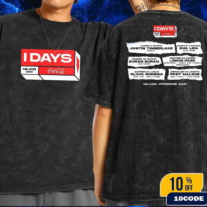 I-Days Festival Milano 2025 Cocacola Italy Merch From June 2-August 27 Line Up Fan Gifts Wash T-Shirt Two Sides