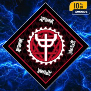 Judas Priest Shield Of Pain Tour 2025 Symbol Black And Red Design Merchandise Bandana Accessories
