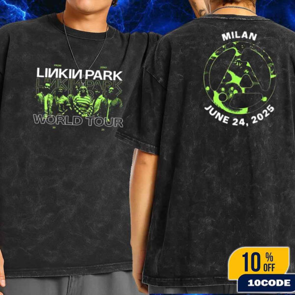 Linkin Park From Zero World Tour 2025 In Italy At Milan On June 24 At I-DAYS Festival Wash Tee Shirt Two Sides