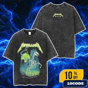 Metallica M72 Houston 2025 Official Tour Tee NRG Stadium June 14 Skeleton Reaper Design Two Sided Concert Merchandise Washed Unisex T-Shirt