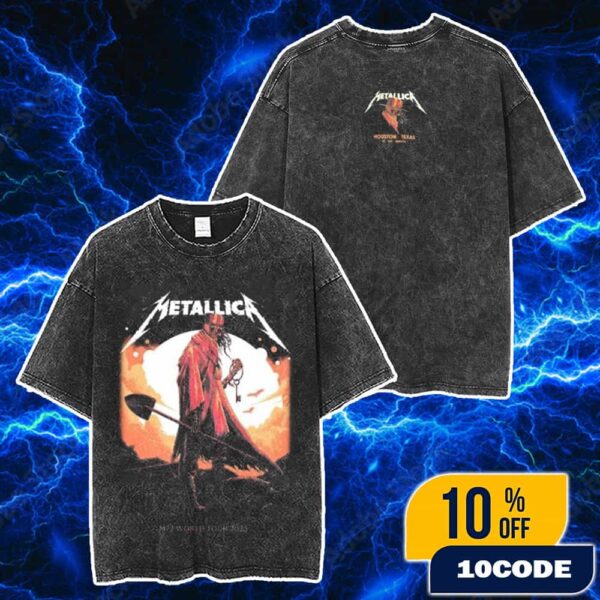 Metallica M72 Houston Exclusive Pop-Up Shop Poster Tee Artwork By Luke Preece For Texas June 14 2025 At NRG Stadium North American Tour Two Sides Washed Unisex T-Shirt