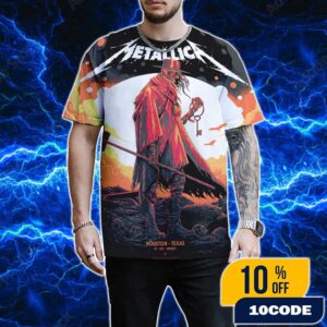 Metallica M72 Houston June 14 2025 At NRG Stadium North American Tour Exclusive Pop-Up Shop Poster Artwork By Luke Preece For Texas All Over Print Graphic T-Shirt, Hoodie