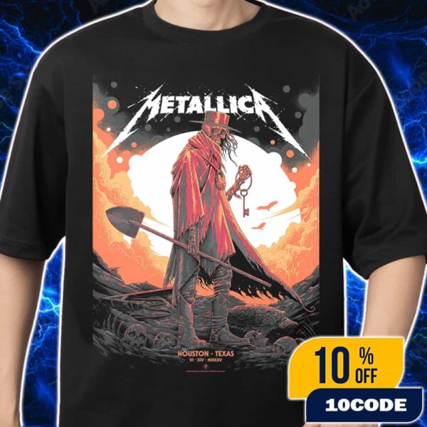 Metallica M72 Houston June 14 2025 At NRG Stadium North American Tour Exclusive Pop-Up Shop Poster Artwork By Luke Preece For Texas Merch Unisex T-Shirt