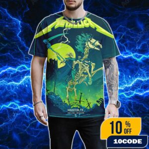 Metallica M72 Houston Skeleton Reaper Poster Artwork By Vance Kelly June 14 2025 At NRG Stadium TX North American Tour All Over Print Graphic T-Shirt, Hoodie