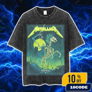 Metallica M72 Houston Skeleton Reaper Poster Artwork By Vance Kelly June 14 2025 At NRG Stadium TX North American Tour Vintage Washed Unisex T-Shirt