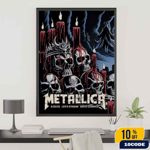 Metallica M72 Santa Clara 2025 Night 1 Venue Poster At Levi’s Stadium In California On June 20 Art Work By Brandon Heart Merch Poster Canvas Home Decor