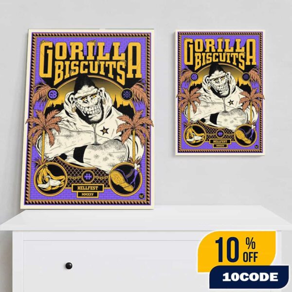 Official Screen Prints Gorilla Biscuits At Hellfest June 19-22 2025 At Clisson France Poster Design Artwork By FREAK CITY Poster Canvas