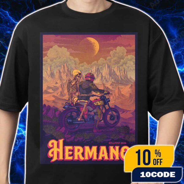 Official Screen Prints Hermano At Hellfest June 19-22 2025 At Clisson France Poster Design Artwork By Douwe Dijkstra Merch Unisex T-Shirt