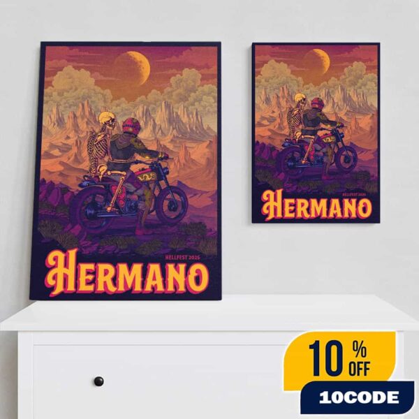 Official Screen Prints Hermano At Hellfest June 19-22 2025 At Clisson France Poster Design Artwork By Douwe Dijkstra Poster Canvas
