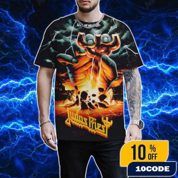 Official Screen Prints Judas Priest Band At Hellfest June 19-22 2025 At Clisson France Poster Design Artwork By Max Loffler 3D T-Shirt