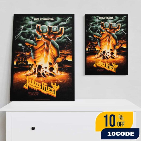 Official Screen Prints Judas Priest Band At Hellfest June 19-22 2025 At Clisson France Poster Design Artwork By Max Loffler Poster Canvas