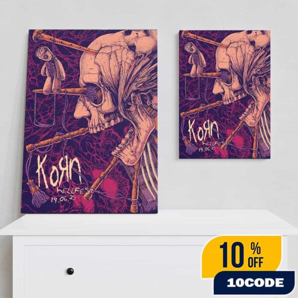 Official Screen Prints Korn Band At Hellfest June 19-22 2025 At Clisson France Poster Design Artwork By Sinpiggyhead Poster Canvas