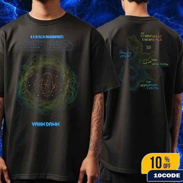 Pretty Lights Lucid Stream Yahn Dawn Tee Merch At Meadow Creek In Buena Vista CO On June 27-28 2025 Unisex T-Shirt Two Sides