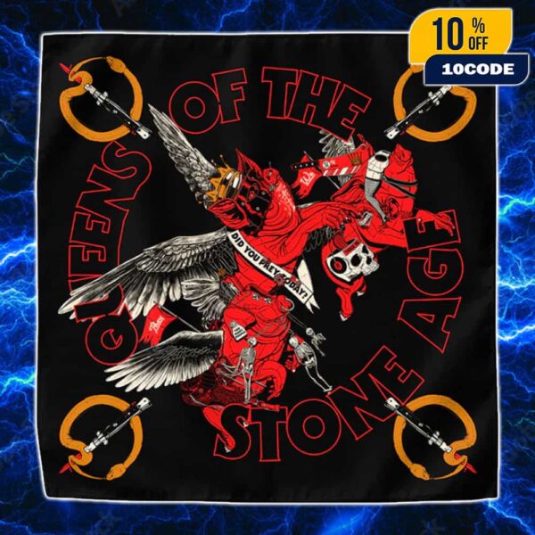 Queens Of The Stone Age Official Band Too Many People Bandana Merch