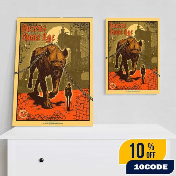 Queens Of The Stone Age The End Is Nero World Tour Poster Artwork By Dido Peshev June 18 2025 At Cincinnati OH The Andrew J Brady Music Center Poster Canvas