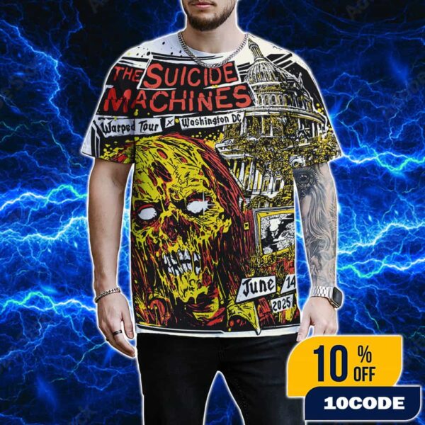 The Suicide Machines Warped Tour x Washington DC June 14-15 2025 Poster Limited Edition Artwork Design By dismaydesign All Over Print Graphic T-Shirt, Hoodie