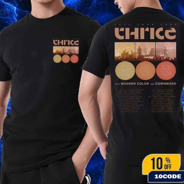 Thrice Fall Tour 2025 Cities Dates List With Modern Color And Downward Fans Gift Classic T-Shirt Two Sides