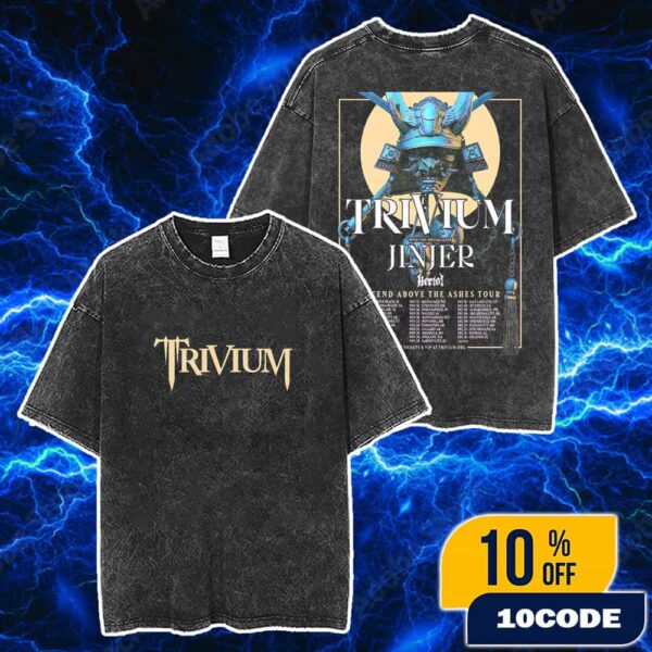 Trivium With Special Guest Jinjer x Heriot Ascend Above The Ashes Tour 2025 With Tour Dates Backprint North American Tour Merch Unisex Two Sided Washed T-Shirt