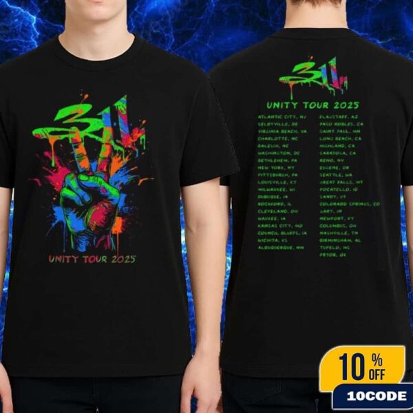 311 Band Unity Tour Dates List 2025 Exclusive Tee Peace And Paint Splatter Merch Fans Gift Classic Two Sides T-Shirt
