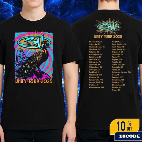 311 Band Unity Tour Dates List 2025 Exclusive Tee Psychedelic Peacook Merch Fan Gifts Classic Two Sides T-Shirt