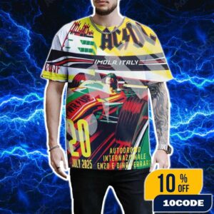 ACDC Imola PWR UP Event Tour 2025 Poster Europe At Autodromo Internazionale Enzo e Dino Ferrari Italy On July 20th 2025 All Over Print T-Shirt
