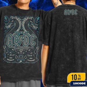 ACDC PWR UP Sweden Event Poster Tour At Ullevi Stadium Gothenburg 2025 On July 28 And August 1 Lithograph Artwork By Alexandra Fischer Wash T-Shirt Two Sides