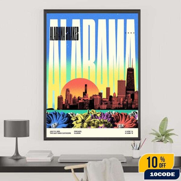 Alabama Shakes Chicago Illinois 2025 Diptych Poster At The Salt Shed Outdoors On July 15 Home Decor Poster Canvas