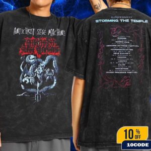 Antichrist Siege Machine Europe Tour 2025 Dates List Merch Tee Storming The Temple Metal Wash T-Shirt Two Sides