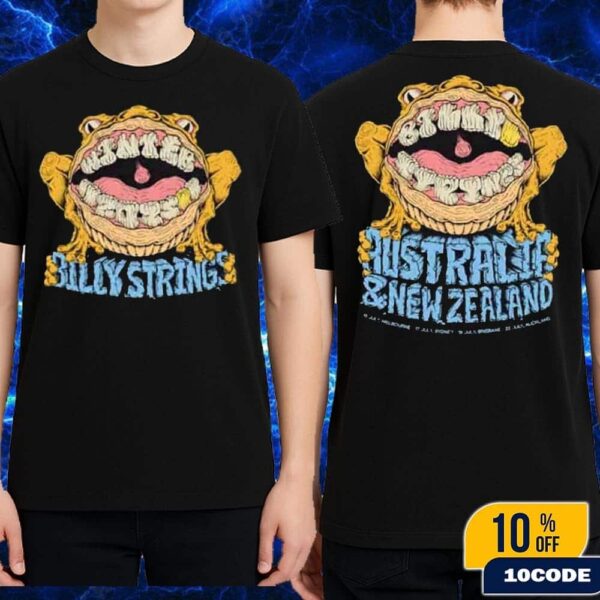 Billy Strings Australia And New Zealand Exclusive Tee Tour 2025 Merch Monster Mouth By Logan Fox Merch T-Shirt Two Sides