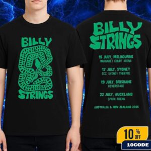 Billy Strings Australia And New Zealand Exclusive Tee Tour 2025 On July Merch Bold Green Snake By Logan Fox Classic T-Shirt Two Sides