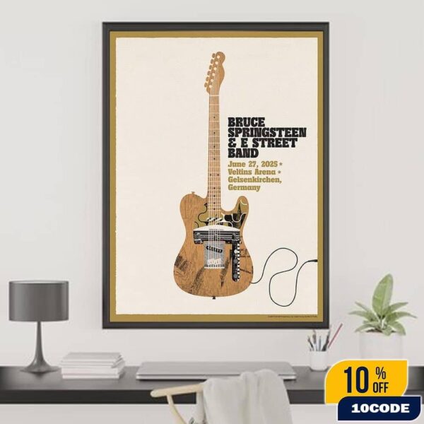 Bruce Springsteen And E Street Band Gelsenkirchen Germany Tour 2025 Poster At Veltins Arena On June 27 Home Decor Poster Canvas