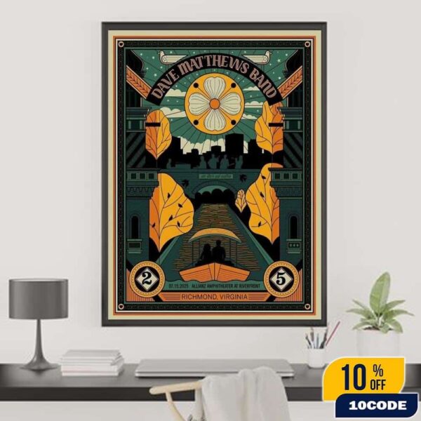 Dave Matthews Band Richmond Virginia 2025 Concert Poster At Allianz Amphitheater At Riverfront On July 15 Home Decor Poster Canvas