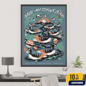 Dave Matthews In Toronto ON 2025 Gig Poster At Budweiser Stage Canada On July 8 Home Decor Poster Canvas