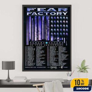 Fear Factory Demanufacture Tour 2025 Anniversary 30th Years Tour Dates Home Decor Poster Canvas