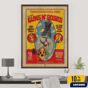 Guns N Roses Budapest Hungary 2025 Tour Poster At Ferenc Puskas Stadium On July 15 One Night Only No One Escapes This Show Hanging Skeleton Home Decor Poster Canvas